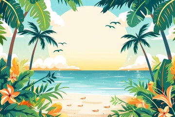 Fototapeta premium Summer Background illustration created with Generative AI