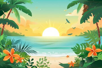Summer Background illustration created with Generative AI