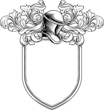 recommend clip art: Coat of arms crest knight family medieval shield heraldry heraldic armorial motif. Featuring a knights helm helmet in a vintage etching engraving woodcut style