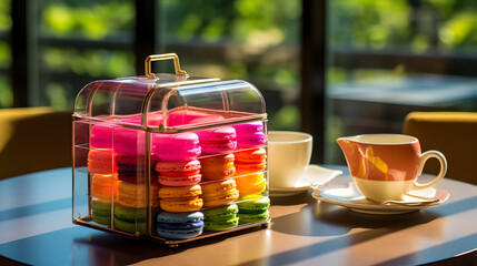 macaron lunch boxes and afternoon tea  Photography Mobile Phone Vertical Picture Poster Background