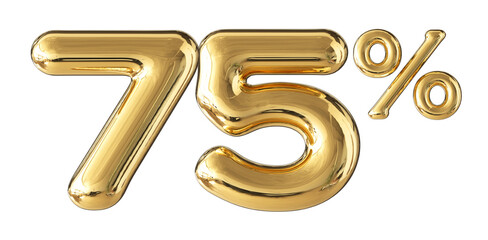 75 Percent Off Sale Gold Number 3D