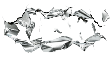 Metallic paper ,sticky teared sticker shape paper, on white background