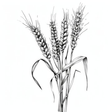 recommend clip art: Line art drawing of wheat ear