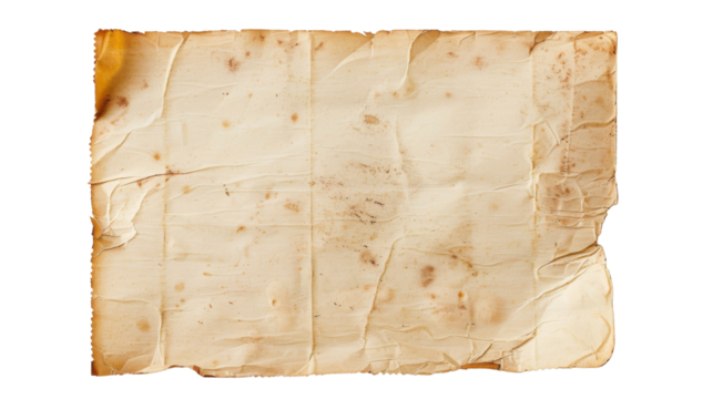 Vintage, old blank paper postcard on white background