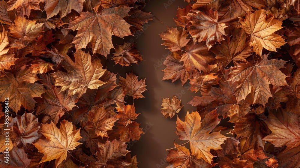 Poster a beautiful collection of autumn leaves in warm colors, creating a perfect background for fall-theme
