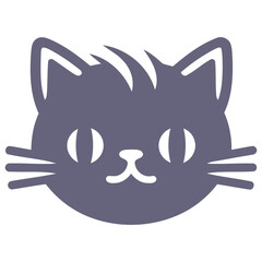 A cute gray cat face with large eyes and whiskers