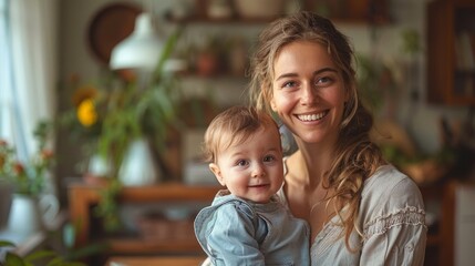 Fototapeta premium Frames with family photos on wooden table indoors 