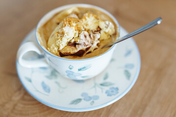 classic iced coffee French, Austrian cold coffee drink with addition of ice cream