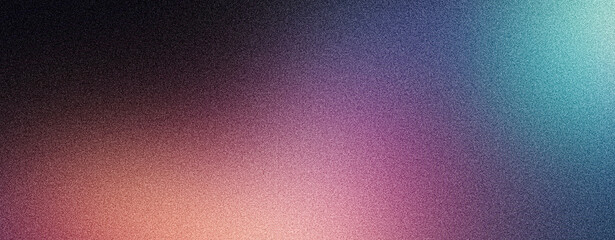 Grainy gradient background purple pink abstract glowing color wave black dark backdrop, noise texture banner poster header design