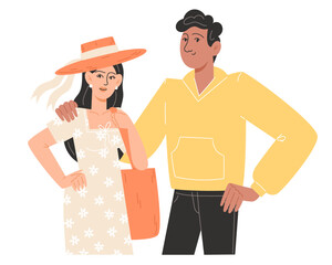 Young international couple standing next to each other