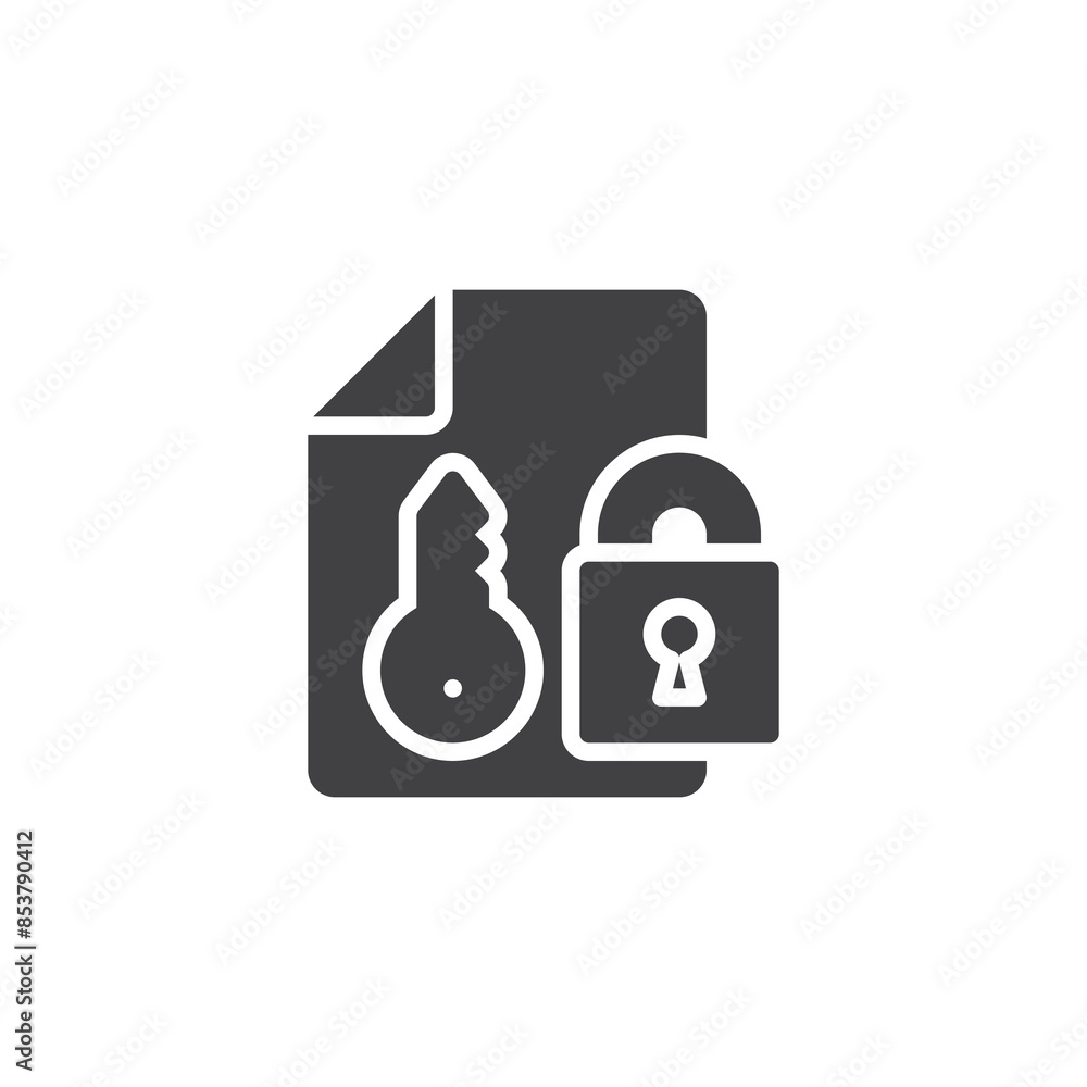 Poster file with a key and padlock vector icon