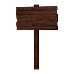 Blank signboard post isolated made from walnut wood panels and held together with brass rivets graphic illustrated. Nameplate wooden texture isolated.