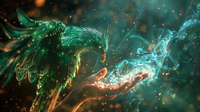 Photo of Phoenix brave made of diamonds in hand