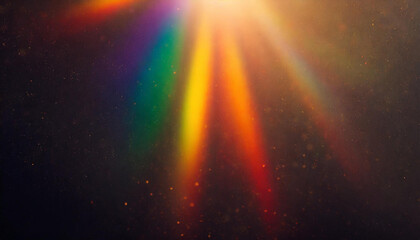 warm rainbow light leaks on black background, lens effect, colorful blurred cinematic texture with dust