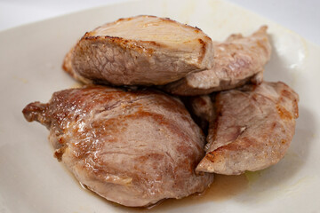 Pork meat pile, soft focus close up texture