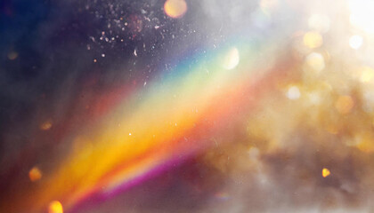 Fototapeta premium warm rainbow light leaks on white background, lens effect, colorful blurred cinematic texture with dust