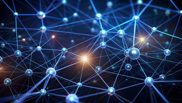 Abstract network connections with glowing nodes on a dark background