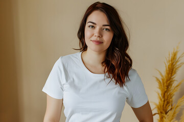 Obraz premium Plus Size White T-Shirt Mockup Template. High-quality mockup 