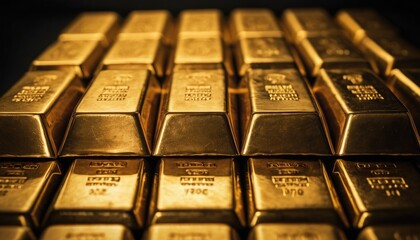 Gold bars aligned perfectly, showcasing the timeless allure and stability of precious metals