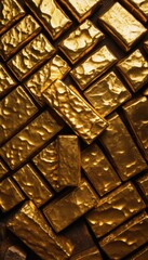 The brilliance of multiple gold bars stacked together, symbolizing financial strength and prosperity