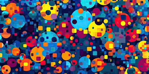 a image of a colorful abstract pattern of circles and squares