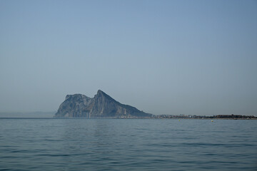 Gibraltar seen from a distance on a very hazy day