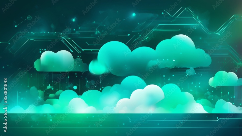 Aufkleber Design an abstract background with futuristic clouds of data, symbolizing secure data backup and storage.