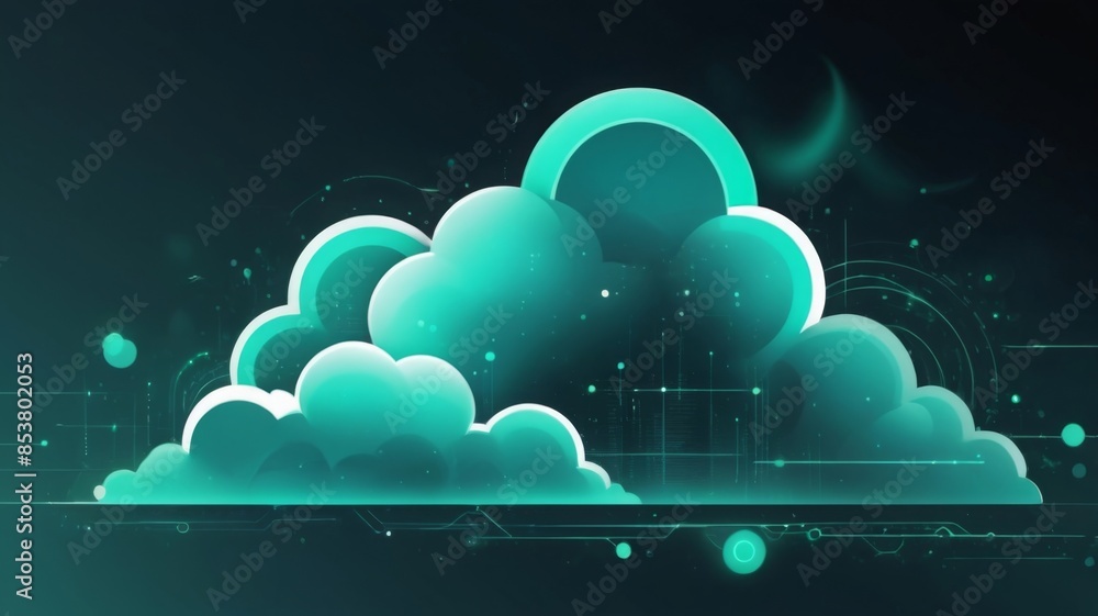 Aufkleber Design an abstract background with futuristic clouds of data, symbolizing secure data backup and storage.