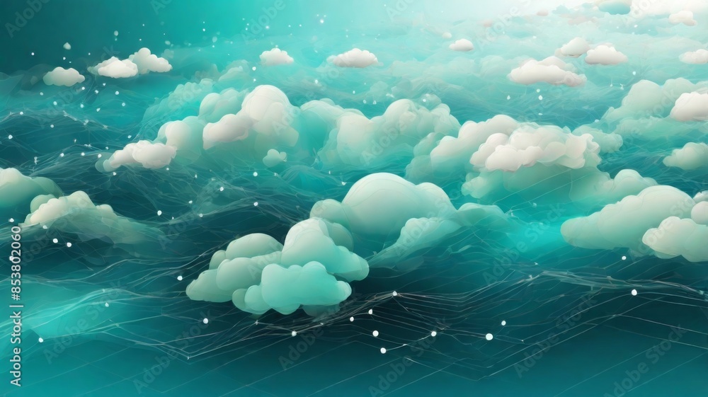 Poster Design an abstract background with futuristic clouds of data, symbolizing secure data backup and storage.