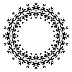 Vintage frame border ornament vector. Ethnic seamless round pattern. Mandala Floral Baroque. Classic antique ornate element. Decorative border for frame, textile, fabric, rug, tattoo, ceramic.