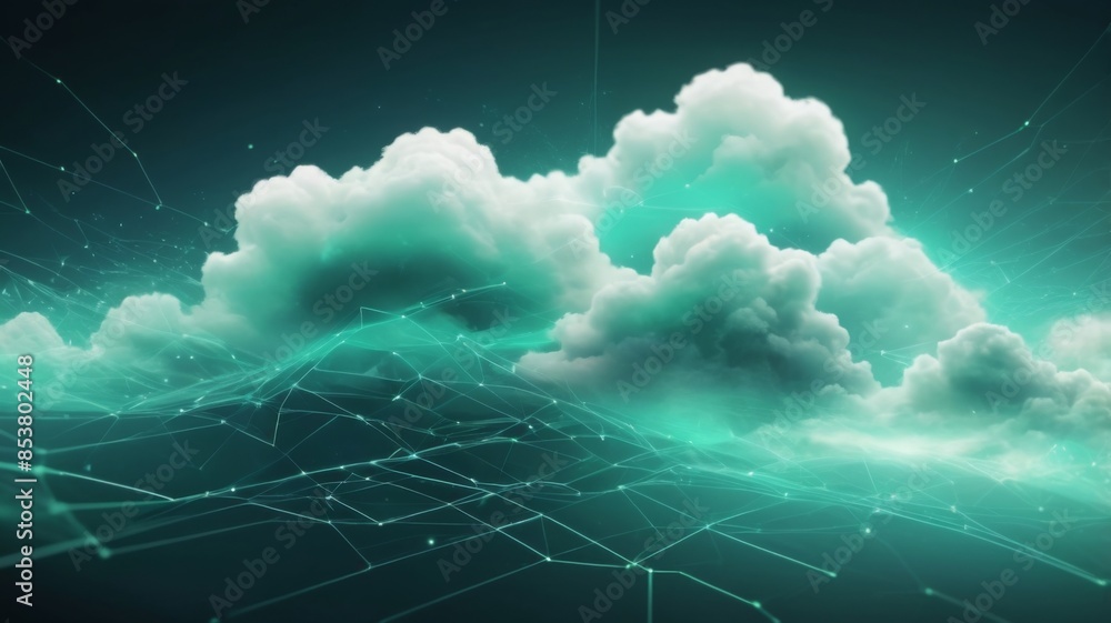 Aufkleber Design an abstract background with futuristic clouds of data, symbolizing secure data backup and storage.