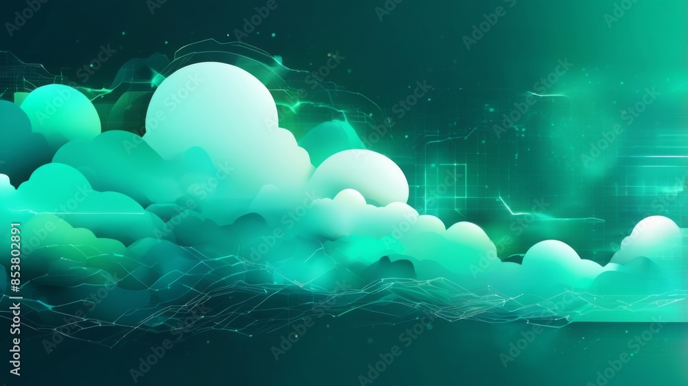 Aufkleber Design an abstract background with futuristic clouds of data, symbolizing secure data backup and storage.