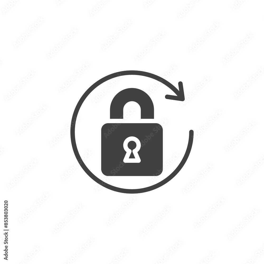 Poster padlock with a circular arrow vector icon