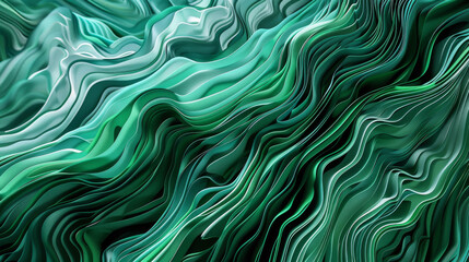 Obraz premium Vibrant green waves flow with a silky, abstract elegance.