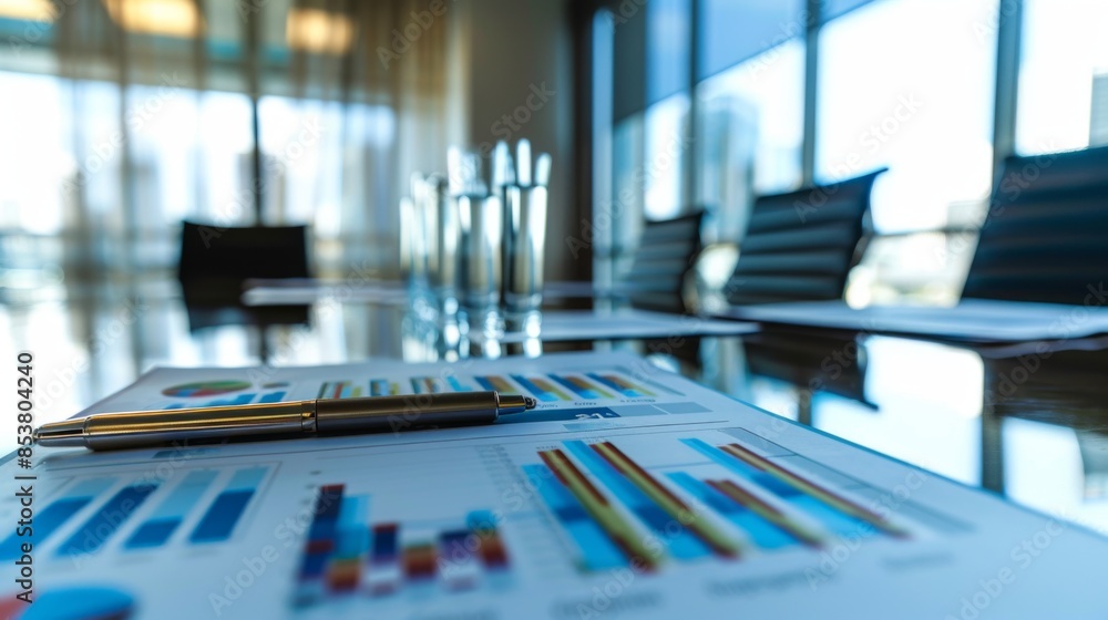 Poster a boardroom presentation slide displaying quarterly sales figures with bar graphs and profit margins