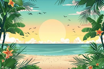 Summer Background illustration created with Generative AI