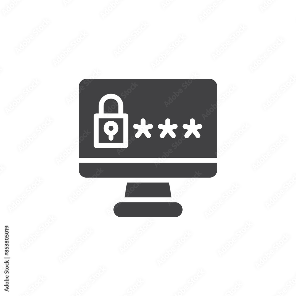 Poster computer screen with a security code vector icon