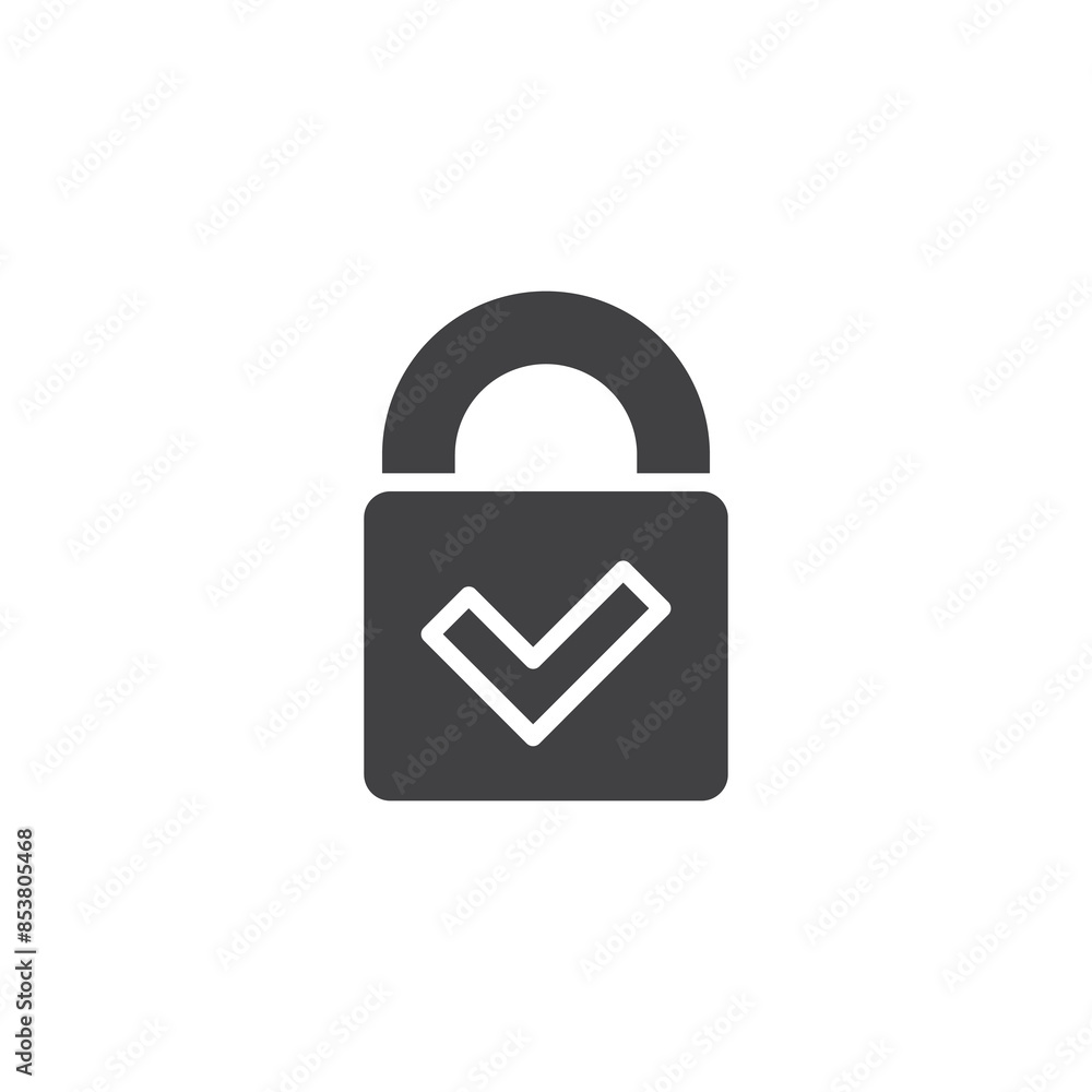 Poster padlock with a checkmark vector icon