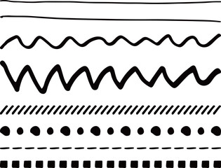 イラスト素材：ライン素材のあしらい　手書きのシンプルでかわいい罫線. simple hand draw borders