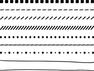 イラスト素材：ライン素材のあしらい　手書きのシンプルでかわいい罫線. simple hand draw borders