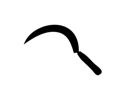 recommend clip art: Sickle with wooden handle black icon. Agricultural tool, use for getting rid of grass or weeds in paddy field or gardens, use for harvesting rice or other purpose vector design and illustration.
                    