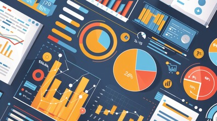 Obraz premium A finance infographic explaining investment strategies with pie charts, bar graphs, and financial icons.