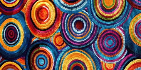 Fototapeta premium Multicolored Circular Embroidery Design.