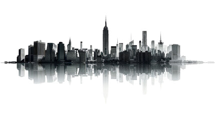 Fototapeta premium Silhouette of Chicago skyline on white background