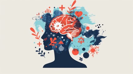 A healthcare infographic on mental health awareness, therapy options, and stress management techniques