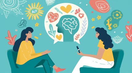 A healthcare infographic on mental health awareness, therapy options, and stress management techniques