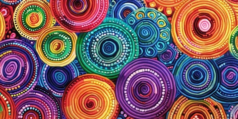 Fototapeta premium Vibrant Yarn Circles Pattern