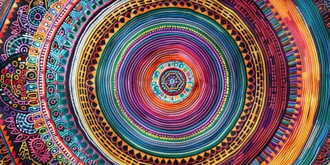 Fototapeta premium Vibrant Yarn Circles Pattern