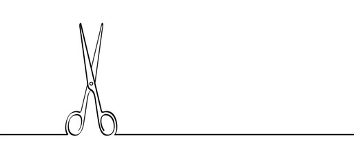 Cartoon line open and closed scissors icon. Flat vector open or close scissor for cutting coupon, voucher or paper. For dotted line with shears or scissors cut lines symbol. Tools for barber shop.