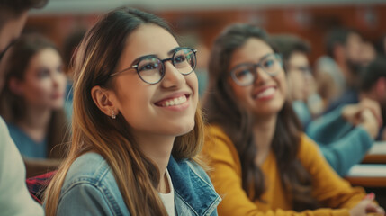 Obraz premium University Lecture Hall with Engaged Students